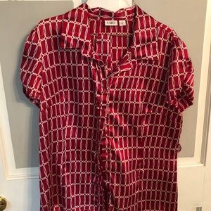 Ladies Red and White Dress Shirt